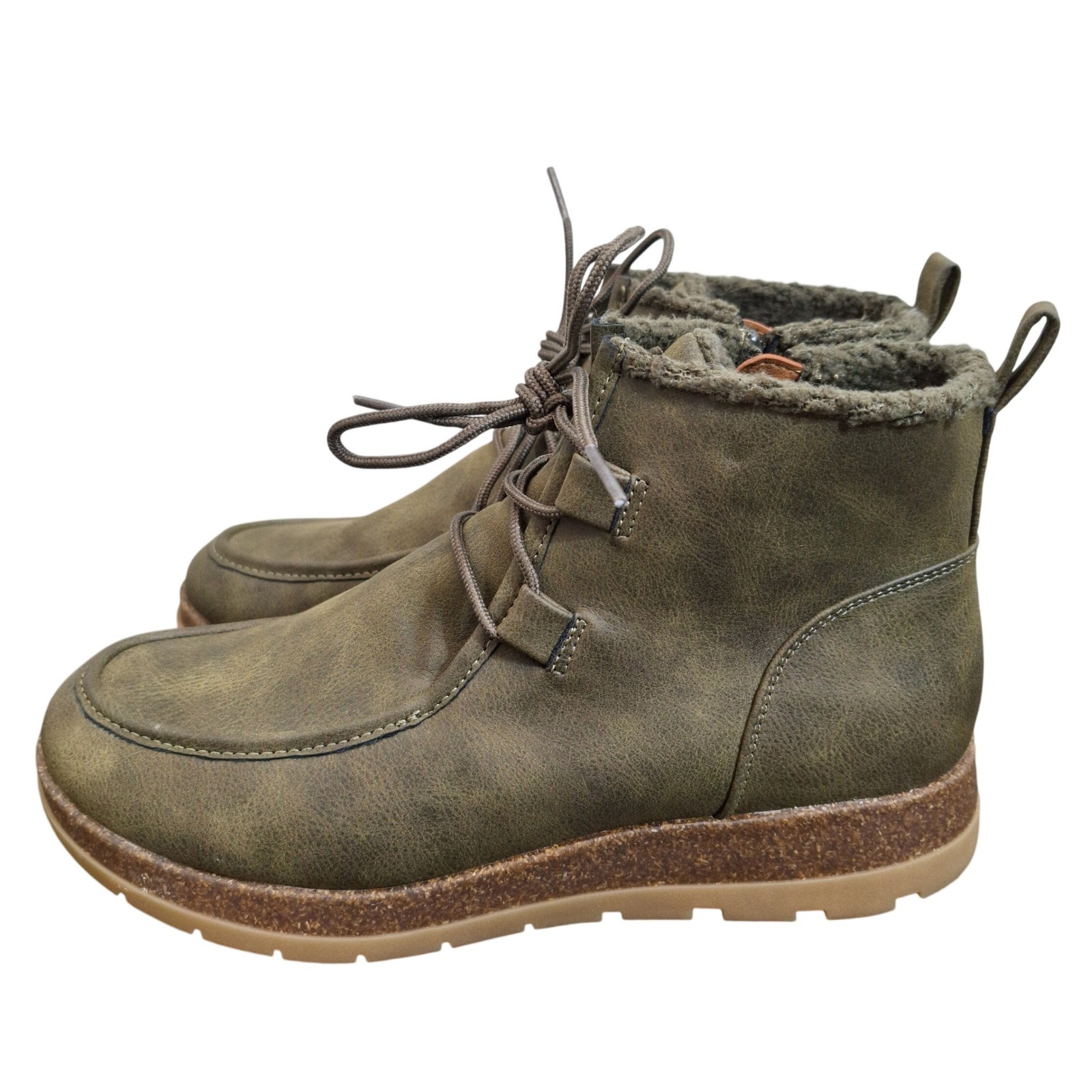 Eurosoft By Sofft Larabee Olive Green Faux Shearling Lined Ankle Boots Womens 9m